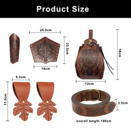 Begonia 4 Piece Medieval Clothing Set, Viking Clothing for Women and Men, Bracers Medieval Medieval Belt Bag Belt, Viking Pirate Witch Costume for Cosplay Party