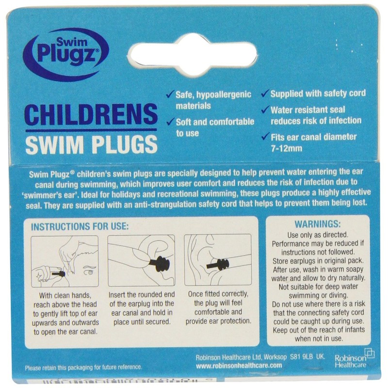 Swim 1 Pair Plugz Child Swimming Earplugs - Pack of