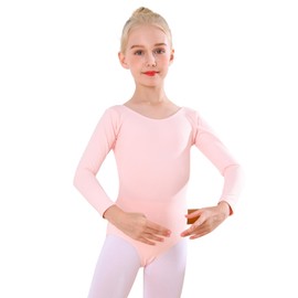 Bezioner Ballet Clothing Girls, Children's Ballet Leotard, Ballet Suit, Long Sleeves, Dance Body for 3-12 Years, pink