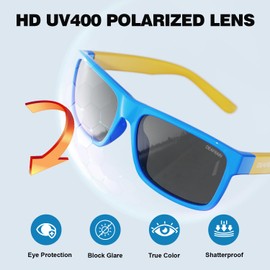 DEAFRAIN 2 Pack Kids Sunglasses Polarized for Boys Girls Sport Cycling Baseball Running Beach Glasses for age 5-13