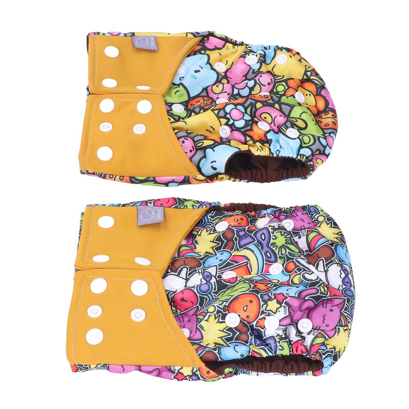 2pcs Cloth Diapers 6 Layer Structure Washable Reusable Elastic Waistband