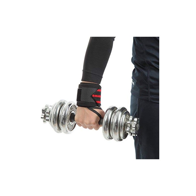 Schiek Wrist Wrap, 24 Inches, Free Weight Training Use, red