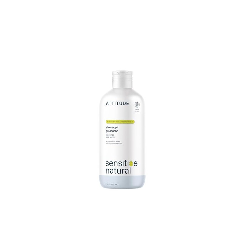 ATTITUDE Sensitive Skin, Hypoallergenic Body Wash, Fragrance-free, 16 Fl. Oz.