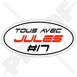 Jules Bianchi #17 Tous AVEC Formula 1 Racing Driver F1 Grand Prix 5" (125mm) Vinyl Bumper-Helmet Sticker, Decal