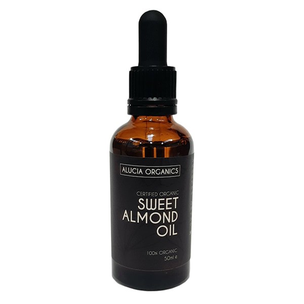 ALUCIA ORGANICS Certified Organic Almond Oil - 100% Pure Sweet Almond Oil for Face, Body and Hair - Natural, Cold Pressed and Unrefined - Vegan and Cruelty Free 50 ml