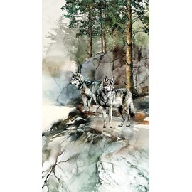 Northcott Lone Wolf by Deborah Edwards & Melanie Samra DP27181 66 Wolf 24" Digital Panel Cotton Quilting Fabric