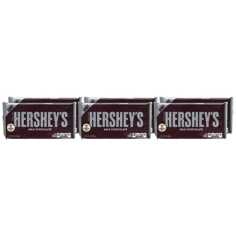 Hersheys Giant Milk Chocolate Bar, 7-Ounce (Pack of 6)