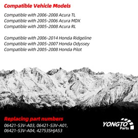 Yongtoparts TPMS Sensor 315MHz Compatible with 2006-2008 Acura TL, 2005-2006 MDX, 2005-2008 RL, Honda Ridgeline, Odyssey, Pilot 4PCS Tire Pressure Monitoring Sensor Replace OE 06421S3VA04 42753SHJA53