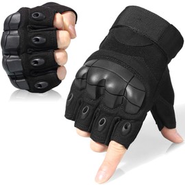 WTACTFUL Tactical Gloves Fingerless Half Finger Gloves for Driving Paintball Airsoft Riding Motorcycle Motorbike Hunting Cycling Work Men Women Size Large Black