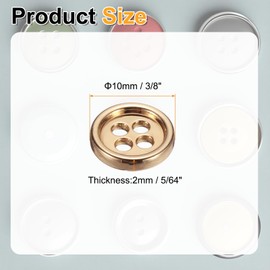 sourcing map 10pcs Metal Sewing Button, 10mm 4-Hole Round Suit Shirts Coats Clothes Sewing Buttons for Decoration Craft, Gold