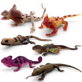 Realistic Squishy Lizard Toys - Fake Stretchy Rubber Reptiles for Pranks & Props, Party Decoration Figurines Set (6PCS)