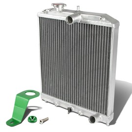 Auto Dynasty Full Aluminum 2-Row 42mm Radiator Bundle with Green Stay Mount Bracket Compatible with Civic 92-00 | Del Sol 93-97 | Integra 94-01, Manual Transmission Models Only, EG