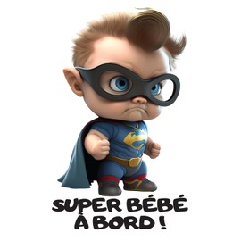 LOL Collection Aufkleber Baby an Bord Auto in 3D Neue Generation "Super Bébé à Bord" – Vinyl glänzend 12 x 18 cm.