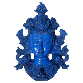 mytibetshop Tara Statue, Tara Mask for Home, Green Tara Wall Hanging, Made by Himalayan Artisan in Nepal
