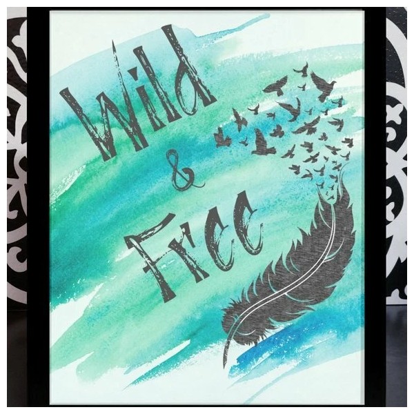 Unbranded 8x10 framed Wild & Free Feather Print Picture Wall