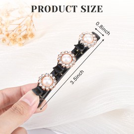 Sparkling Crystal Stone Braided Hair Clips,Hairpin Duckbill Clips with 3 Small Pearl Hairpin,Hair Accessories for Women(8PCS)