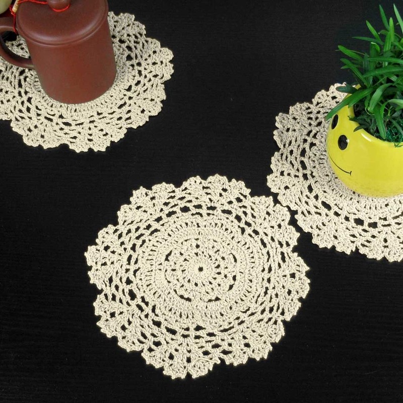 kilofly Crochet Cotton Lace Table Placemats Doilies Value Pack, 4pc,