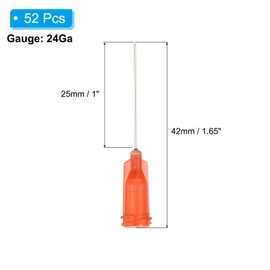 PATIKIL 24Ga Dispensing Needles, 52PCS 1 Inch Industrial Blunt Tip Dispensing Needle Tips with Luer Lock Needle for Refilling Liquid Inks Adhesive Glue Oil,Red