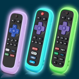 Paquete de 3 fundas para control remoto TCL Roku TV RC280, cubierta de batería para control remoto Hisense Roku de silicona, funda universal que brilla en la oscuridad