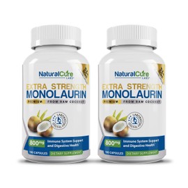 Natural Cure Labs Extra Strength Monolaurin 800mg - 2 Pack, 200 Capsules