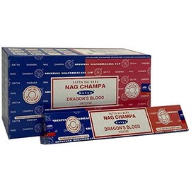 3 X Nagchampa Dragons Blood Satya Combo Incense Sticks with JRose Incense Holder, 15g Box