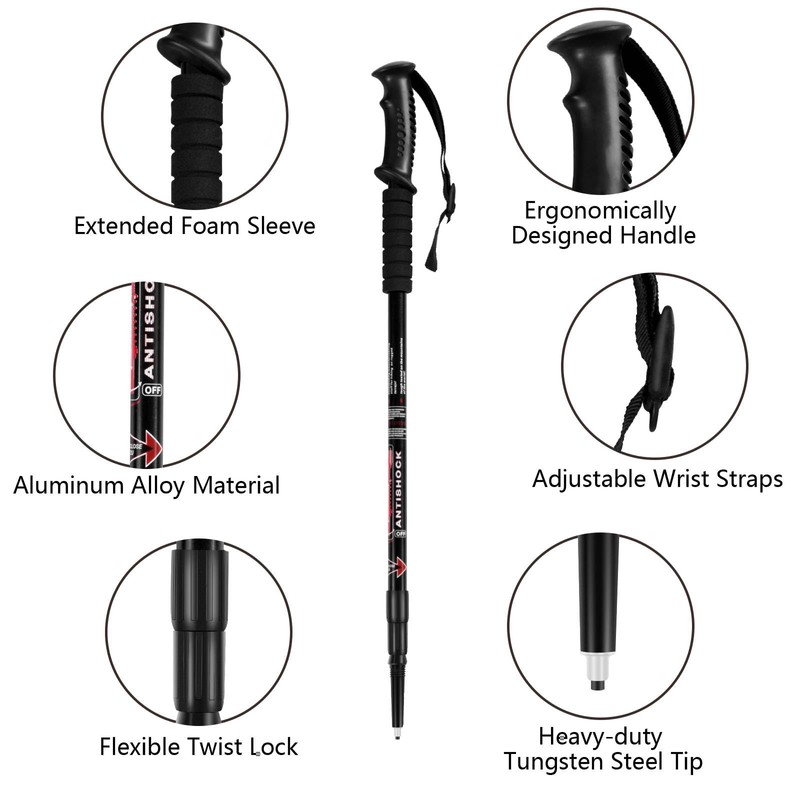 SPOTRAVEL Telescopic Trekking Poles, 2 Pack Aluminum Hiking Sticks, Lightweight