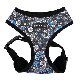 Puppia Cynthia Dog Harness A (Over-The-Head) Fashionable Paisley Pattern Spring Summer Harness for Small and Medium Dogs, Black, Medium