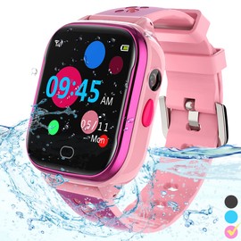 FRLONE Kids Smart Watch Phone - IP67 Waterproof Smartwatch Boys Girls with Touch Screen 5 Games Camera Alarm SOS Call - Phone Watch Digital Wrist Watch for 3-13 Years Children Birthday Gift (Pink)
