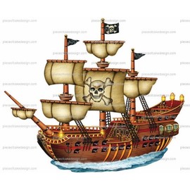 1/4 ~ Pirate Ship Birthday ~ Edible Cake/Cupcake Topper!!!