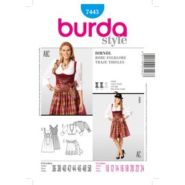 Burda Folklore B7443 Dress Sewing Pattern 19 x 13 cm