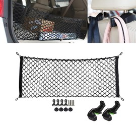 x xotic tech Adjustable Elastic Cargo Net,Double-Layers Style Trunk Storage Organizer Mesh Net with Hooks Universal for Cars SUV Automotive Interior Accessories (43.3"x 15.7")