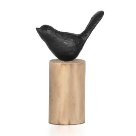 Moritz Sculpture I Bird on Tree Trunk Small I 14.5 x 7.5 x 23 cm I Wooden Decoration I Sculpture Decoration I Modern I Living Room I Made of Wood I Wooden Sculpture