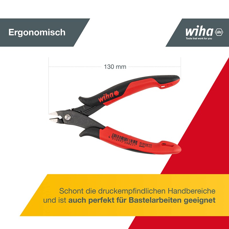 Wiha Z41613803SB" Electronic Side Cutter, Red/Black, 138 mm