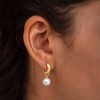 Pearl Earrings for Women, Trendy 14k Gold Plated Drop Hoop