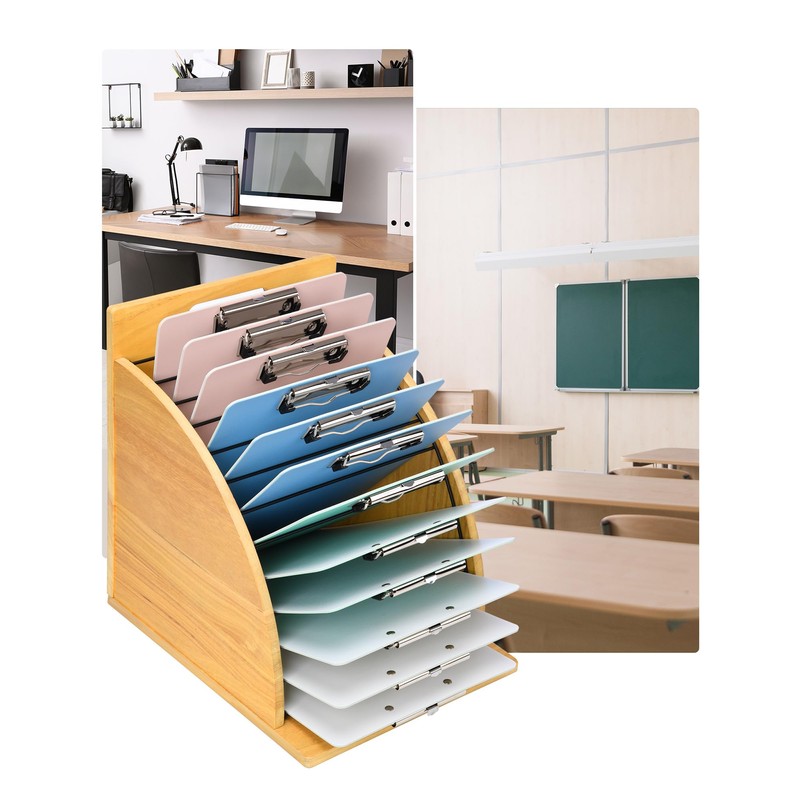 HULISEN Clipboard Holder, Wooden Clipboard Organizer with Raised Side Panel,
