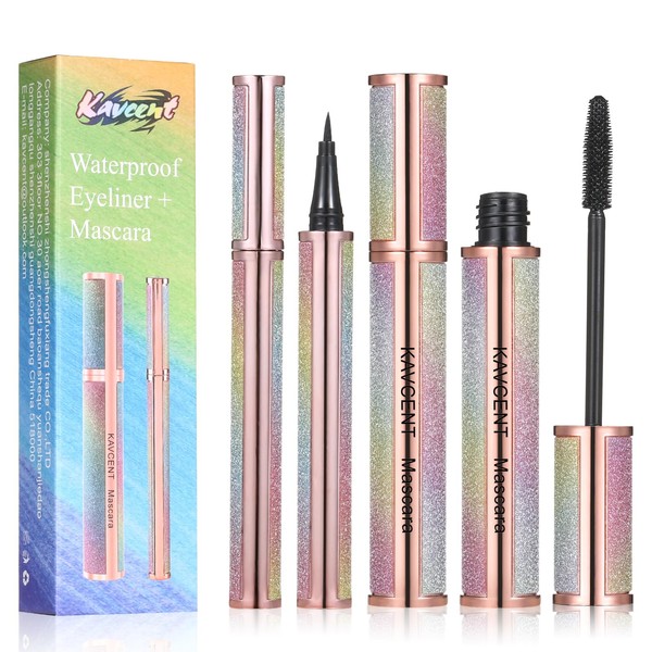 4D Silk Fiber Lash Mascara and Eyeliner Set Waterproof Black