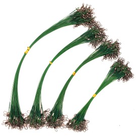 PISCORUSH 50pcs Fishing Wire Leaders Nylon-Coated Fishing Line Trace Lure Leaders with Swivels and Snaps Stainless Steel Fishing Tackle Leaders Tackle (10inch 50PCS, Green)