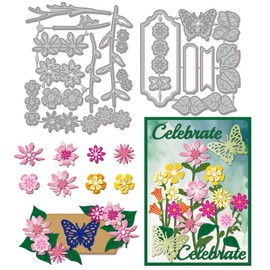 GLOBLELAND Wildflowers Butterflies Cutting Dies for DIY Scrapbooking Metal Flowers Plants Cut Dies Bookmarks Die Cuts for Card Making Embossing Photo Album Craft Decor