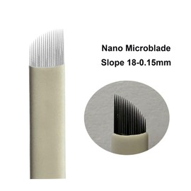 30pcs White Microblading Blades 18pins Nano .15mm Professional Microblade for Precise and Natural Hair Strokes Agujas Microblading #18 (White 18 Slope-0.15mm)