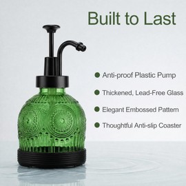 8OZ Vintage Glass Hand and Dish Soap Dispenser Set, Rustic Antique Decor