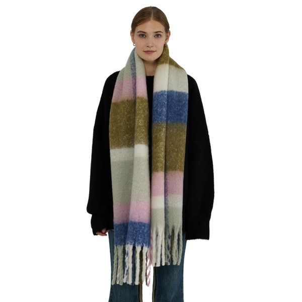 SUNDSGT Womens Scarf Winter Colorful Checked Blanket Long Thick Warm