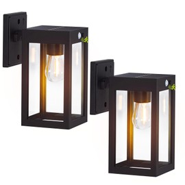 MDENLT 2 Pack Solar Porch Lights Outdoor,Solar Wall Lights with 3 Lighting Modes&Motion Sensor, Dusk to Dawn Sconce Lights Wall Mount,Exterior Wall Lantern Light Fixture for House, Garage,Patio,Shed