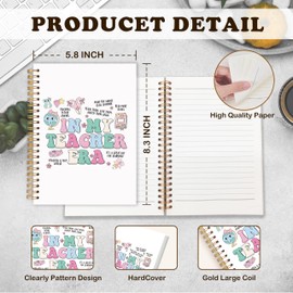 URLLUAE In My Teacher Era Notebook, Teacher Appreciation Gifts Journals for Women, Coquette Cute Spiral Notebook Journals for Work School, Teachers Office Supplies Gifts, 5.5x8.3 Inch