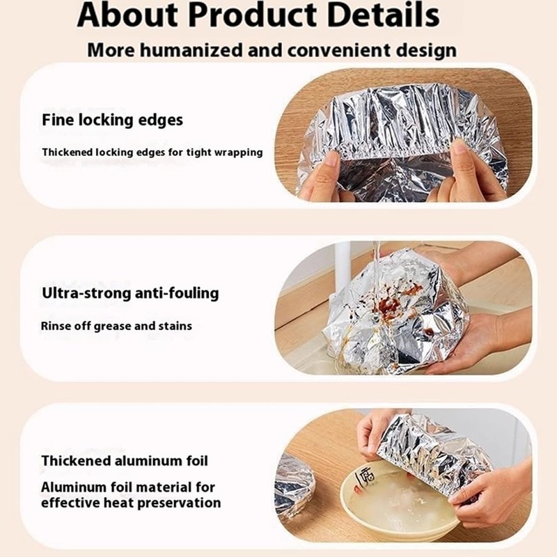 100x Heat Insulation Aluminum Foil For Kitchen Fresh-Keeping Fresh Keeping