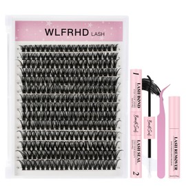 Lash Extension Kit 280 Pcs DIY Individual Cluster Lashes D Curl Lash Cluster Kit with Eyelash Bond and Seal, Remover, Tweezers Applicator for False Eyelashes Extensions at Home(50D-9-16mix,Set)