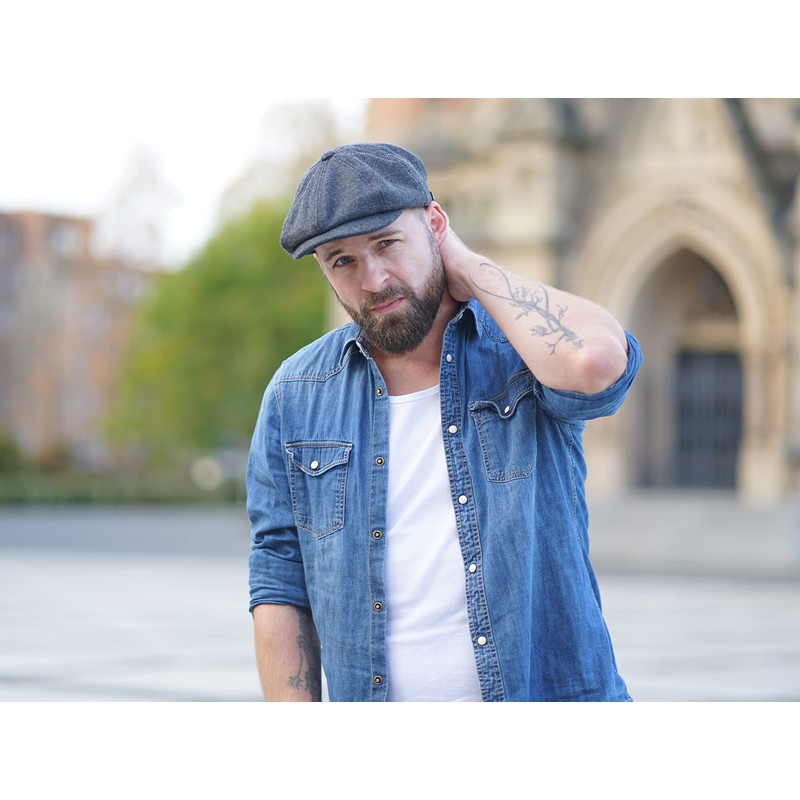 WEROR WEROR-321.1 Men's Flat Cap with Peak Cotton Lining, charcoal