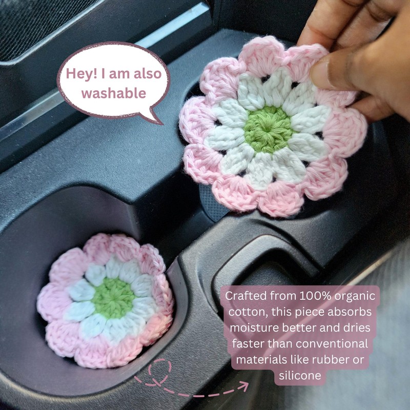 Cotton Car Coasters 2pc Car Cup Coasters Cute car Accessories