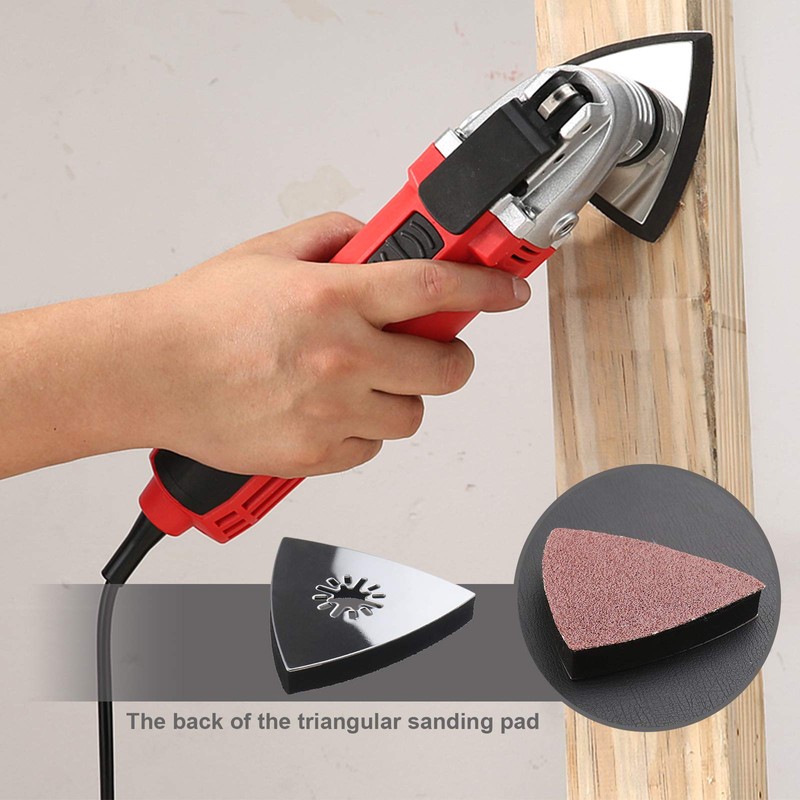 EMSea 102Pcs Oscillating Multi-Tool Finger Triangle Sanding Pads Accessories Kit
