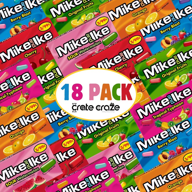 Mike Ike Chewy Candy Variety Pack, Assorted Flavors Mini Box