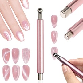 Cat Eye Magnet, Varita Doble Cabeza & Gel UV para Uñas, Imán para Esmalte, Herramienta Magnética, Ideal para DIY y Salón (Rosa)